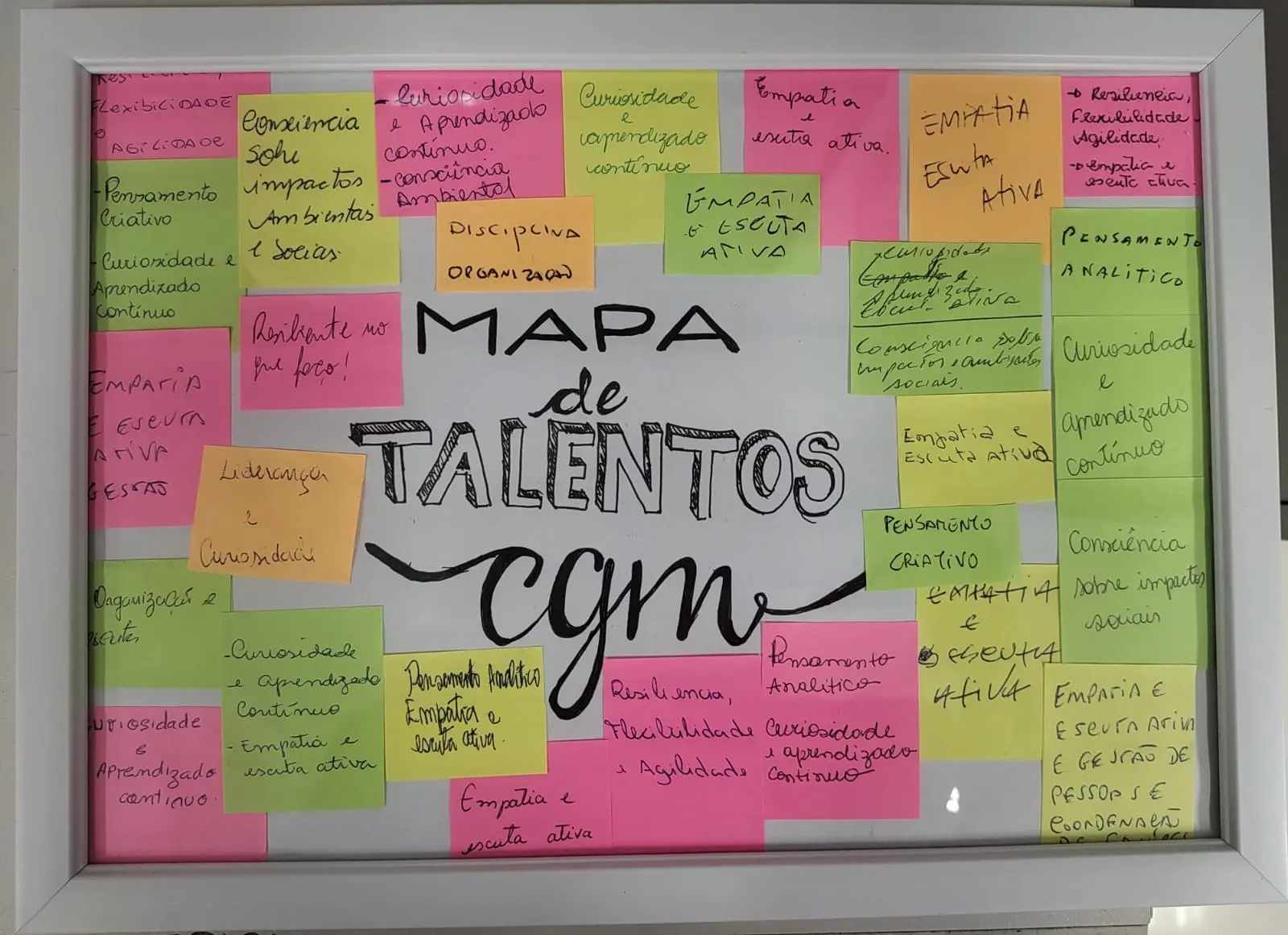 Mapa de Talentos criado pela equipe